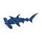 Shark hammerhead predator nautical color silhouette animal
