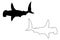 Shark hammerhead silhouette vector