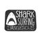 Shark Head With Open Mouth Summer Surf Club Black And White Stamp With Dangerous Animal Silhouette Template