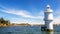 Shark Island Light, an active pile lighthouse located just north of Shark Island