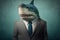 Shark in a jacket, business shark. AI generative