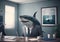 Shark in a jacket in the office. AI generative