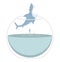 Shark jumping out of fishbowl cartoon