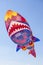 Shark kite flying in the sky
