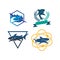 Shark Leaf Technology Triangle logo design vector set