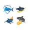 Shark Money Business Shield logo design vector set template