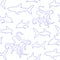 Shark and octopus, seamless pattern