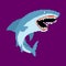 Shark pixel art. Sea predator 8bit. Large predatory marine fish. vector illustration