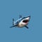 Shark Pixel Art On Solid Background