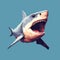 Shark Pixel Art On Solid Background