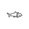 Shark and plastic waste line icon