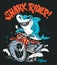 Shark Rider on motorcycle vector T-Shirt design