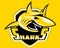 Shark Shield Sport Logo Vector Mascot Aquatic Predator Sport Emblem Diving
