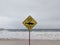 Shark sighting warning sign on the beach