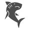 Shark solid icon, ocean concept, danger marine fish sign on white background, Shark silhouette icon in glyph style for