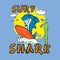 Shark surfer. Print for T-shirt.