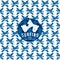 Shark surfing seamless pattern and emblem