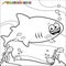 Shark swimming underwater. Vector black and white coloring page.