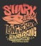 Shark t-shirt surf print design, vector illustration