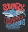 Shark t-shirt surf print design, vector illustration