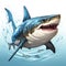 Shark. Vector illustration of a shark in the ocean. Great white shark.