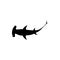 Shark vector silhouette. Monochrome illustration of stylized shark