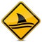 Shark warning yellow sign design