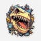 shark zombie tattoo sticker illustration Halloween scary creepy horror crazy devil