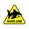 Shark zone sign. Shark silhouette on triangle