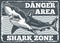 Shark zone vintage monochrome poster