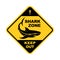 Shark zone warning sign - vector shark silhouette