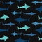 Sharks on black background