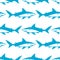 Sharks silhouettes seamless pattern.