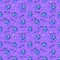 Sharks silhouettes seamless pattern. Blue smiling shark on a purple background with an inscription Ocean Shark and