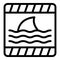 Sharks warning icon outline vector. Marine caution sign