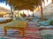 Sharm El Sheikh, Egypt - February 17, 2020: Bedouin village in Sahara desert on mountain landscape