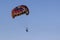 Sharm El Sheikh, Egypt - February 3 2018: Tourists are extremely entertained flying parasailing