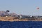 Sharm El Sheikh, Egypt - February 3 2018: Tourists are extremely entertained flying parasailing