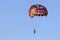 Sharm El Sheikh, Egypt - February 3 2018: Tourists are extremely entertained flying parasailing