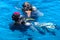 Sharm el-Sheikh, Egypt - March 14, Divers on the clear and turquoise Red Sea on immersion in beautiful corals and colorful fish.