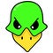 A sharp beaked bird head with a firm face. doodle icon drawing