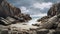 Sharp Boulders And Overcast Skies: A Whistlerian Beachscape