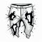 Sharp And Clever Humor: Black And White Graffiti Pants With Ruined Materials