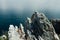 Sharp cliffs hang over the ocean, Dramatic marine background