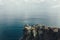 Sharp cliffs hang over the ocean, Dramatic marine background