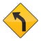sharp curve ahead on left sign. Vector illustration decorative design