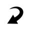 Sharp curved arrow icon. Vector black rounded arrow. Direction pointer