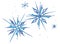 Sharp icy geometric blue-azure snowflakes