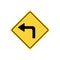 Sharp left turn warning. Vector illustration decorative design