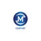 Sharp Letter M Alphabetic Logo Design Template, Abjad, Simple & Clean, Metalic Blue, White